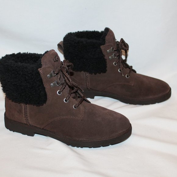 NEW UGG WOMEN'S ROMELY SUEDE SHEARLING CUFF LINED ANKLE BOOTS - Picture 3 of 8